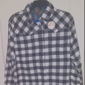 JACHS Womens Buffalo Plaid Button Snap Front Shirt
